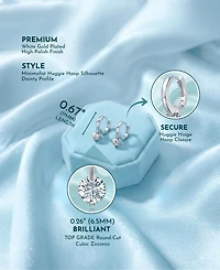 Rachel Glauber Radiant Gold Plated Cz Huggie Hoop Earrings