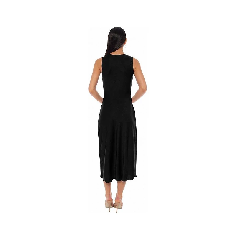 Bebe Women's Cowl Neck Sleeveless Crepe Satin Maxi Dress