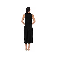 Bebe Women's Cowl Neck Sleeveless Crepe Satin Maxi Dress