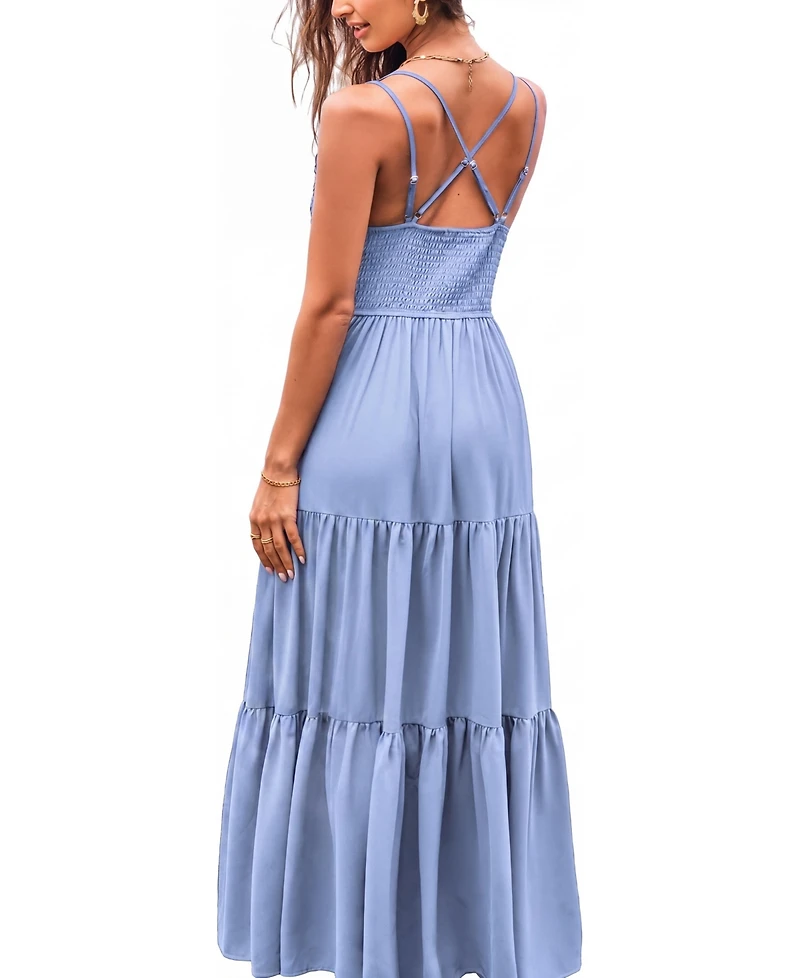Cupshe Women's Romantic Stroll Blue Maxi Beach Dress