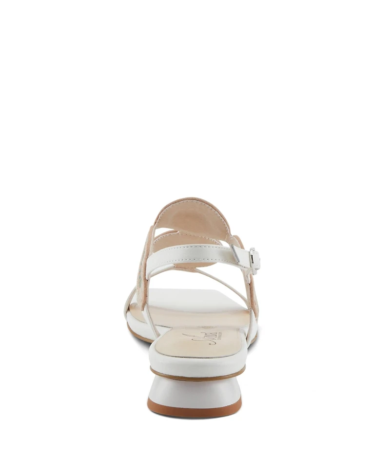 Azura Broider Women's Buckle Leather Sandals with Cushioned Footbed