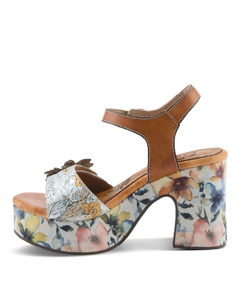 L'Artiste Women's Felis Platform Sandal with Hand-Painted Vamp