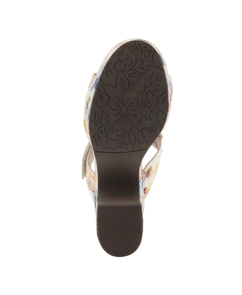 L'Artiste Women's Balloffire Platform Slide with Floral Leather