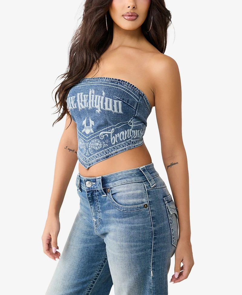 True Religion Women's Denim Scarf Top