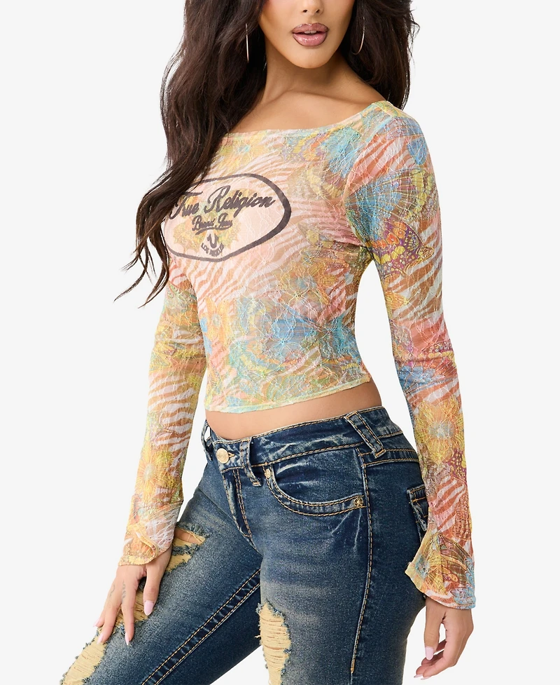 True Religion Women's Butterfly Lace Top
