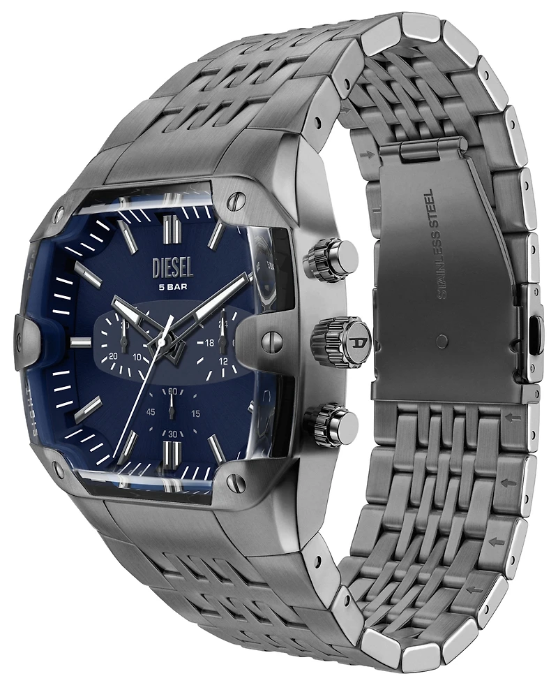 Diesel Men's Spiked Cushion Quartz Chronograph Gunmetal Stainless Steel Watch 45mm