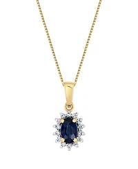 Macy's Sapphire (5/8 ct. t.w.) & Diamond (1/8 ct. t.w.) Pendant Necklace in 10k Yellow Gold