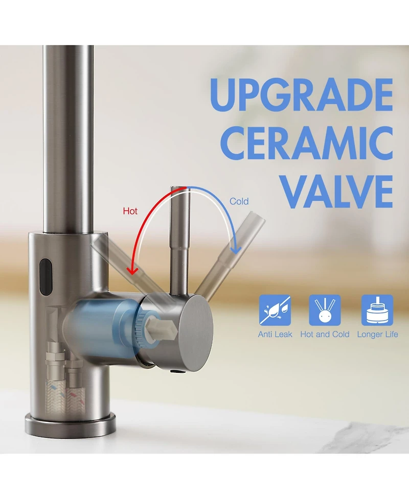 Phying Touchless Kitchen Faucet, Hands Free Automatic Smart Kitchen Faucet, Stainless Steel Touchless Kitchen Faucet