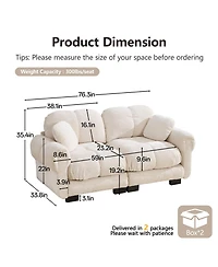 Boyel Living Chenille Cloud Loveseat Sofa with Exquisite Pillows Soft Padded Armrests Stylish Petal Design Fits Rooms and Bedrooms