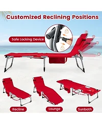 Sugift 4-Position Portable Tanning Lounger with Face Hole and U-Shaped Pillow