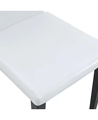 Streamdale Furniture Ergonomic White Pu Dining Chairs with Metal Legs