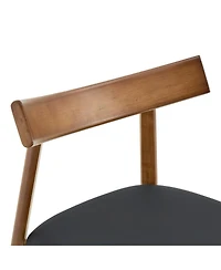 Streamdale Furniture 2 Walnut Solid Wood Dining Chairs with Pu Cushions and Curved Backrests