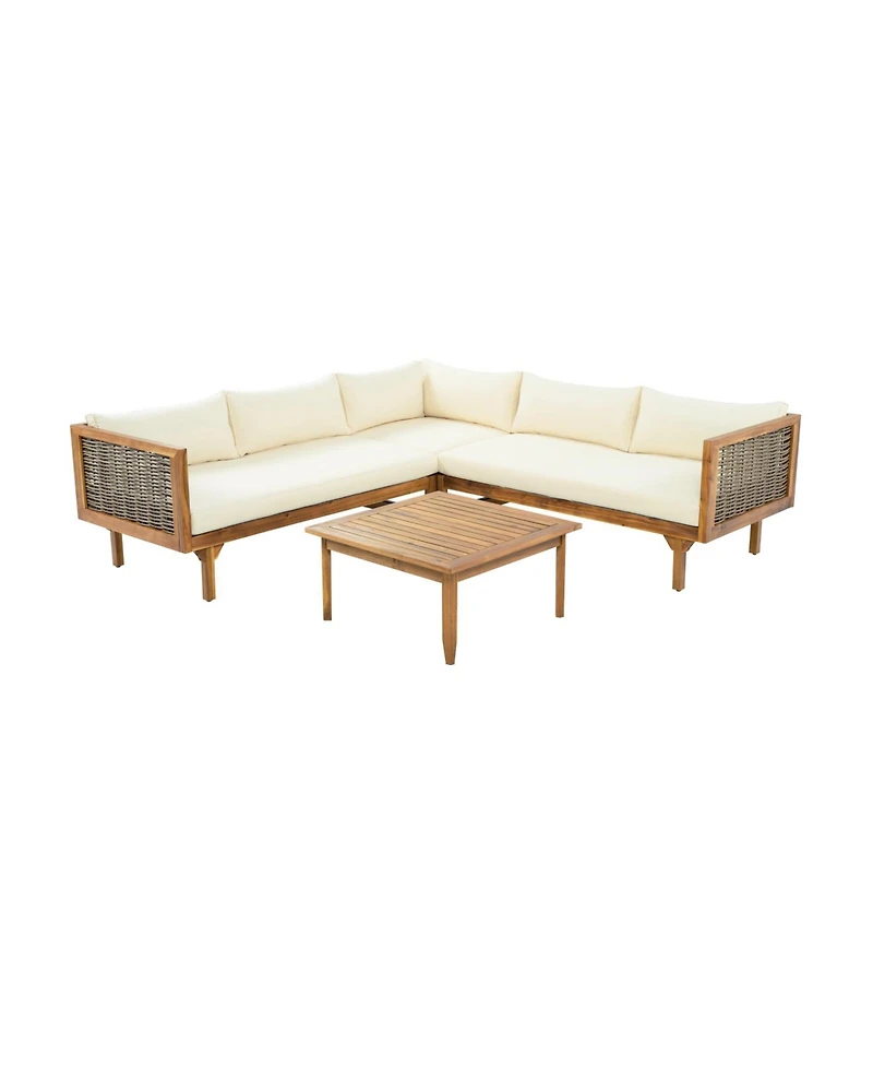 Streamdale Furniture Acacia Wood Sectional Seating Group with Cushions