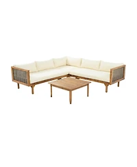Streamdale Furniture Acacia Wood Sectional Seating Group with Cushions