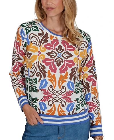 Ruby Rd. Petite Tipped Floral Lightweight Sweater
