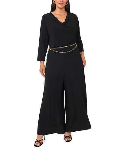 Msk Plus Cowl Neck 3/4-Sleeve Wide-Leg Jumpsuit