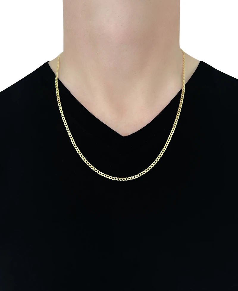 Italian Gold Solid Curb Chain 24" Necklace in 10k Yellow Gold