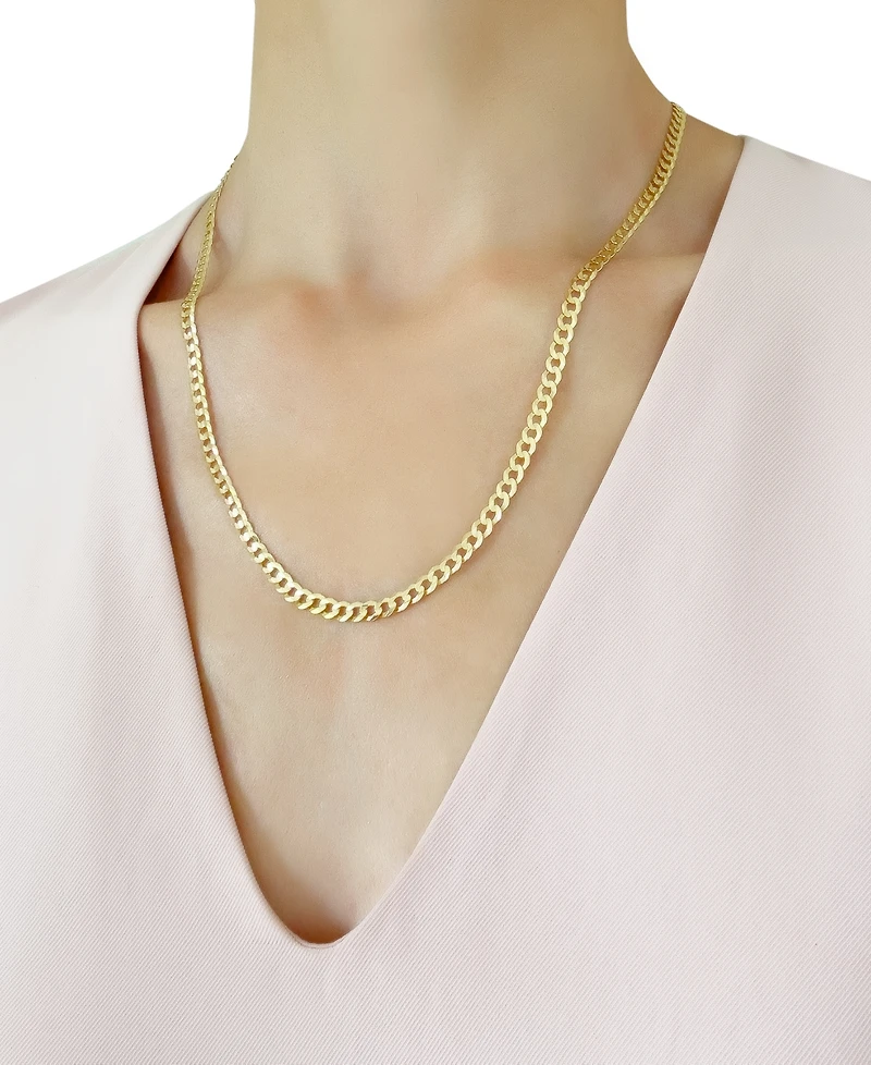 Italian Gold Solid Curb Chain 22" Necklace in 10k Yellow Gold