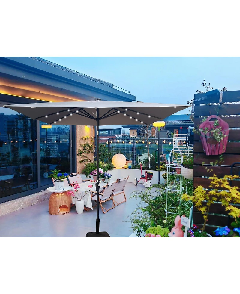 Streamdale Furniture Square 2.5x2.5-meter Solar Led Patio Umbrella with Crank