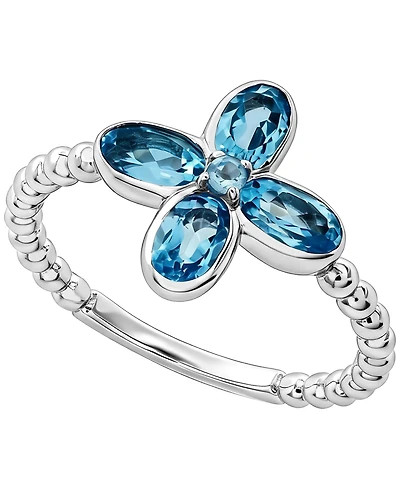 Macy's Blue Topaz (1-1/4 ct. t.w.) Flower Ring in Sterling Silver