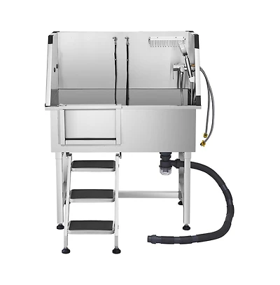 Ruie Stainless Steel Dog Washing Station with Faucet and Non-Slip Steps