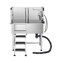 Ruie Stainless Steel Dog Washing Station with Faucet and Non-Slip Steps