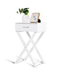 Costway Nightstand X-Shape Drawer Accent side End Table Modern Home Furniture