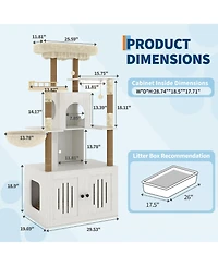 homfan Cat Tree with Hidden Litter Box Enclosure