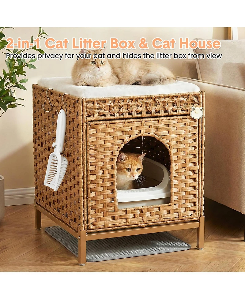 homfan Rattan Cat Litter Box Enclosure