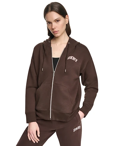 Dkny Sport Women's Puff Varsity Logo Full-Zip Hoodie
