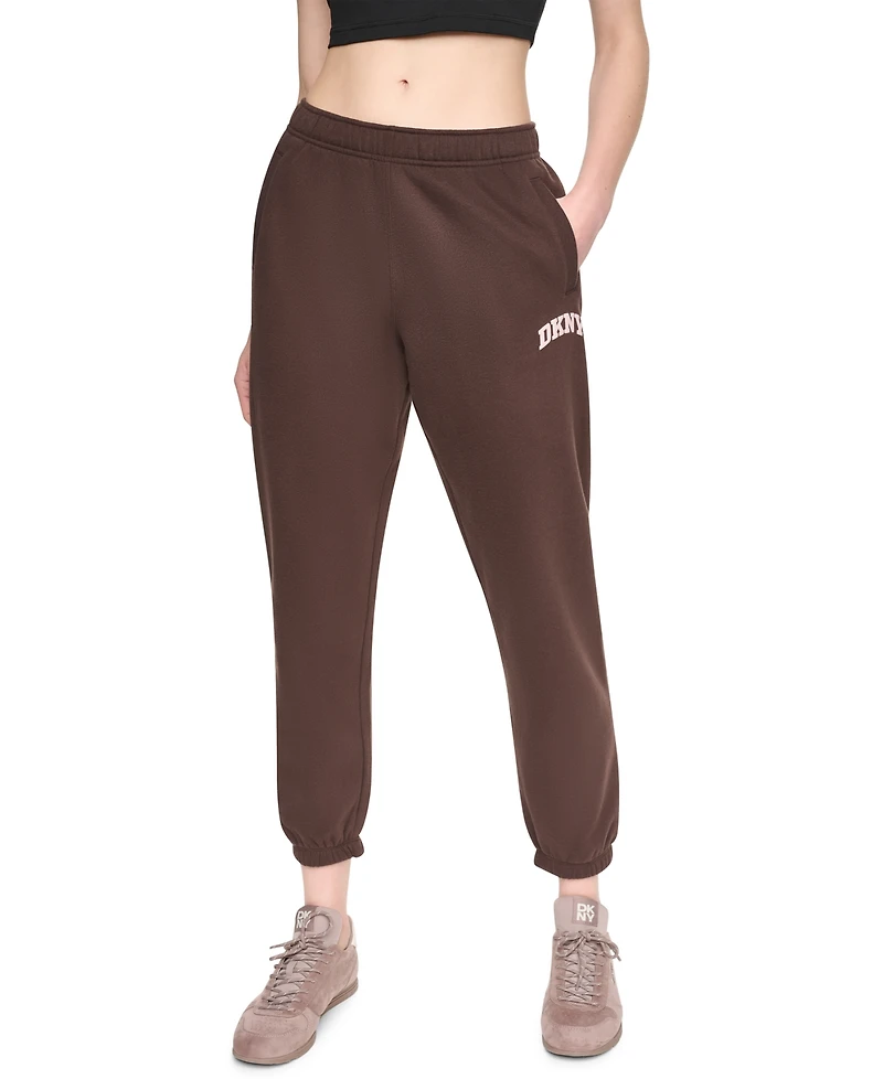 Dkny Sport Women's Mini Puff Varsity Logo Mid-Rise Waistband Joggers