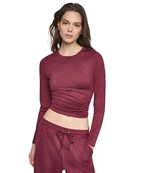 Dkny Sport Women's Crewneck Long-Sleeve Ruched Top