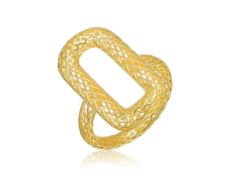 Rachel Glauber Radiant 14K Gold Plated Mesh Open Work Statement Ring