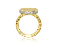 Rachel Glauber Radiant 14K Gold Plated Mesh Brilliant Cz Pave Ring