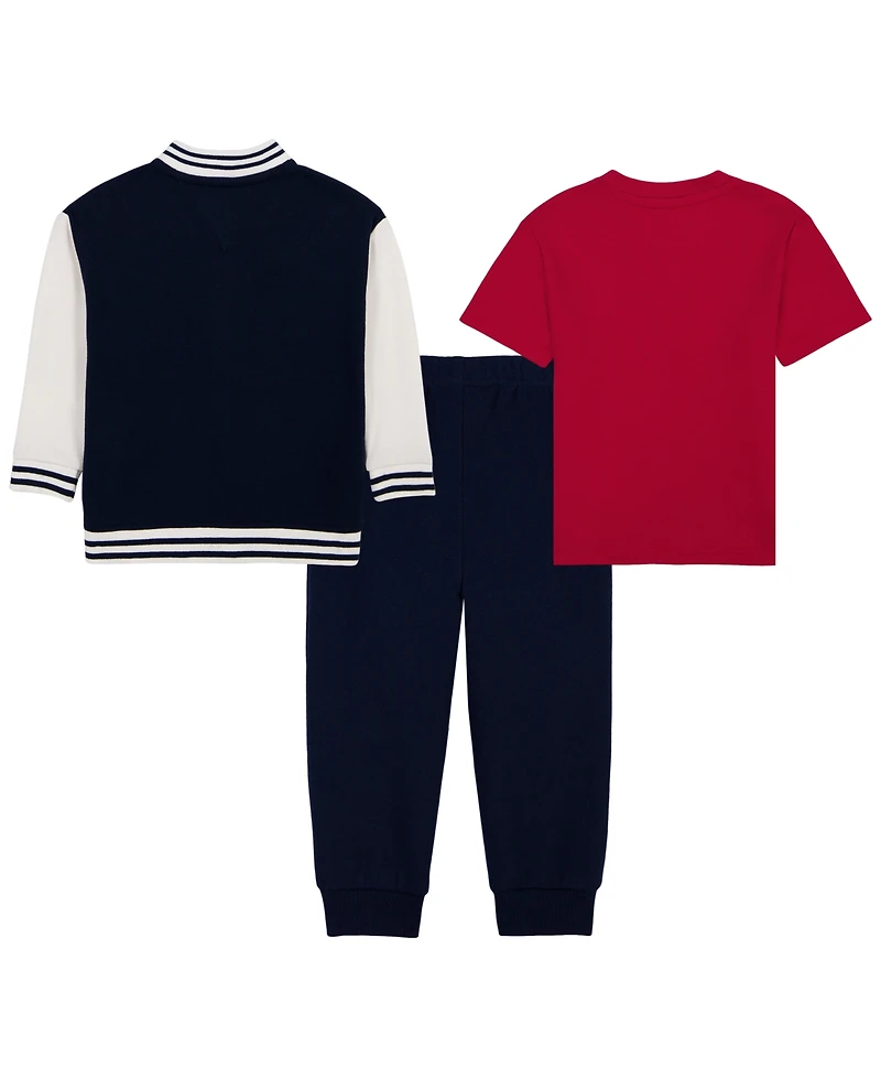 Tommy Hilfiger Toddler Boys' 2T-5T Baseball Jacket, T-Shirt and Pants, 3-Piece Set