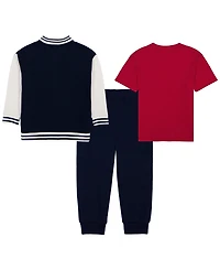 Tommy Hilfiger Toddler Boys' 2T-5T Baseball Jacket, T-Shirt and Pants, 3-Piece Set