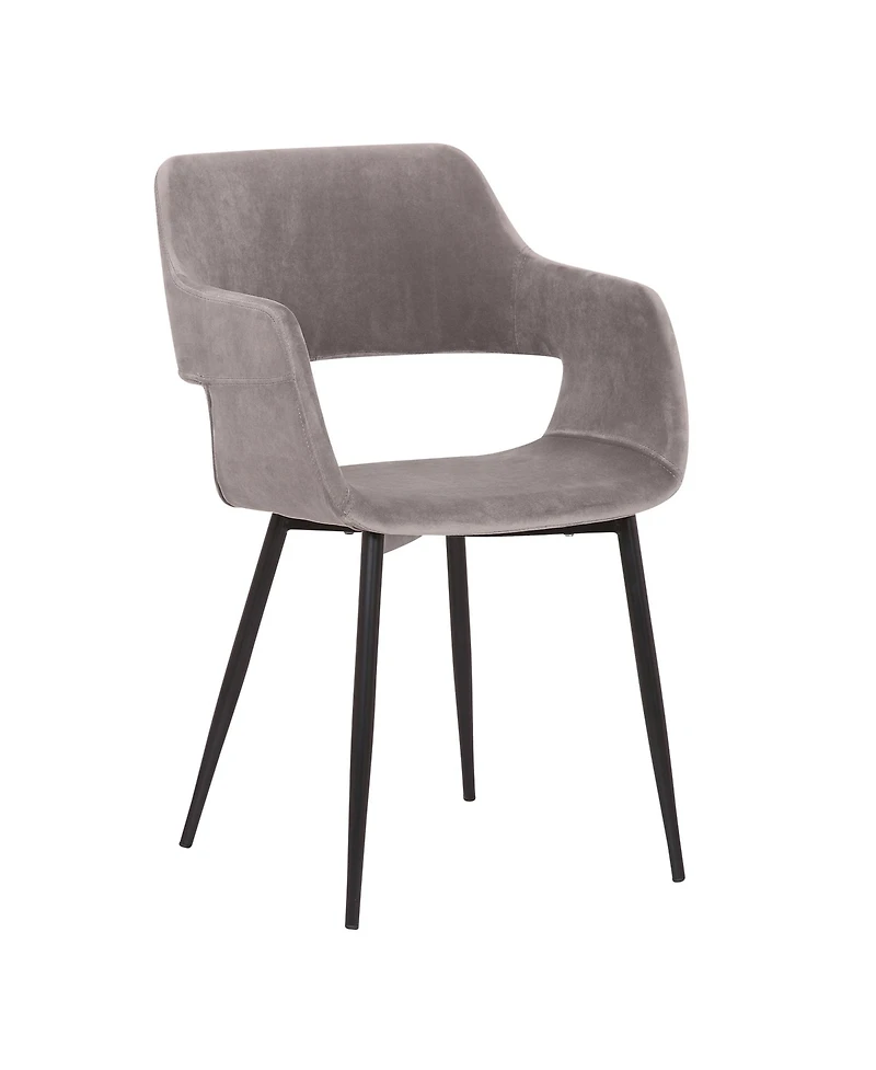 Clihome Velvet Dining Chair with Cutout, Modern Upholstered Arm Chair, Metal Leg Kitchen Chair