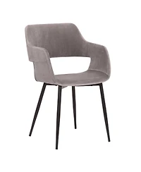 Clihome Velvet Dining Chair with Cutout, Modern Upholstered Arm Chair, Metal Leg Kitchen Chair