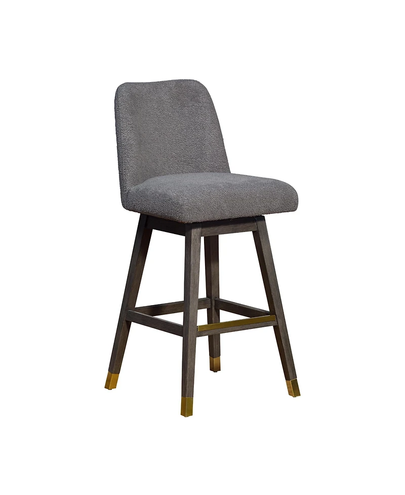Clihome Fabric Bar Stool, Modern Upholstered Counter Height Chair, Wood Leg Kitchen Island Stool