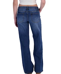 Em & Cass Juniors' Low-Rise Wide-Leg Denim Jeans