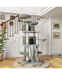 Streamdale Furniture 70.87Inch Cat Tree with 2 Condos, 3 Perches, Hammock, and Sisal Scratching Posts