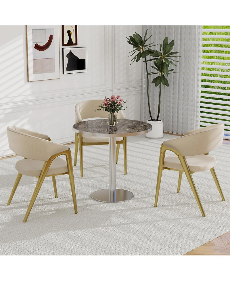 Streamdale Furniture Round Modern Dining Table Faux Marble Top Bistro Tulip Table