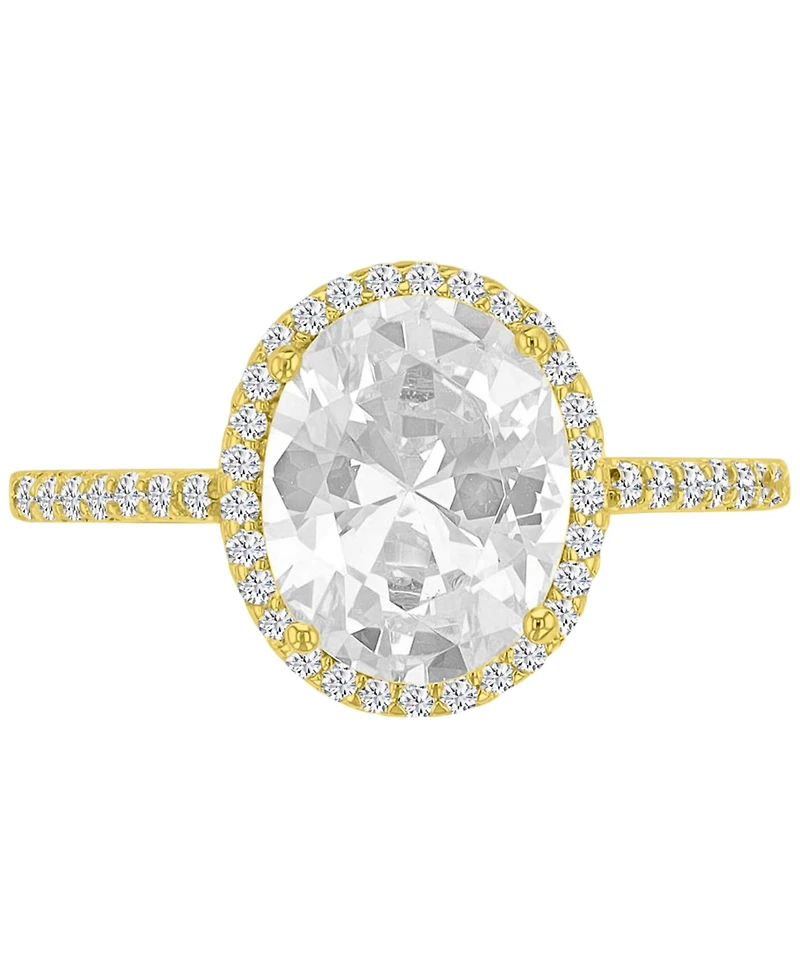 Macy's 14k Gold-Plated Oval Classic Halo Bridal Ring