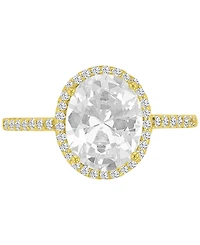 Macy's 14k Gold-Plated Oval Classic Halo Bridal Ring