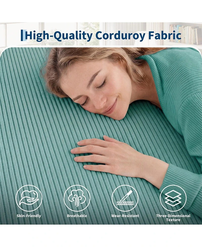 4-in-1 Convertible Folding Sofa Bed, Corduroy Floor Sofa Bed, Frame-Free Floor Lounger with Foam Backrest-Perfect for the Living Room and Bedroom