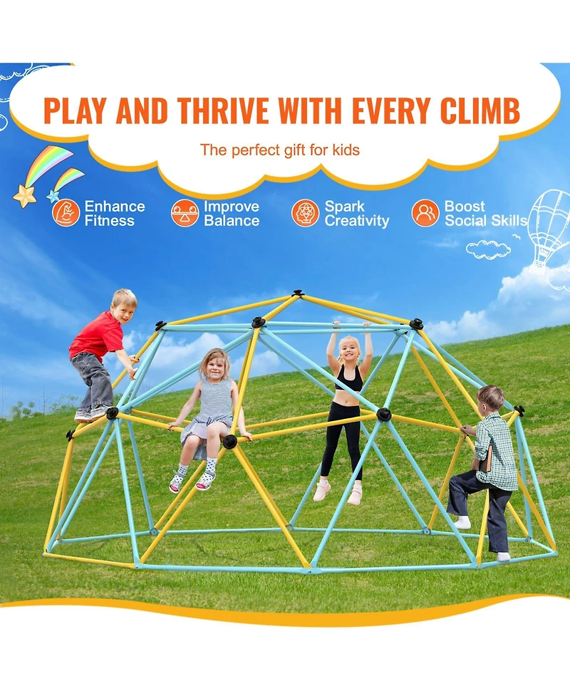 Vevor Climbing Dome 10FT Geometric Dome Climber Jungle Gym for Kids 3-10 Years