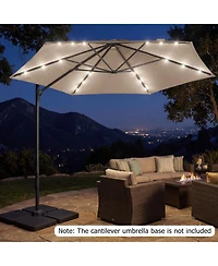 Costway 10 Feet Patio Cantilever Umbrella Large Offset Hanging With Solar Led Lights