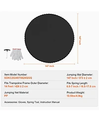 Vevor Replacement Trampoline Mat Fits 14ft Frame 72 V-Ring 6.5"-7" Spring Length