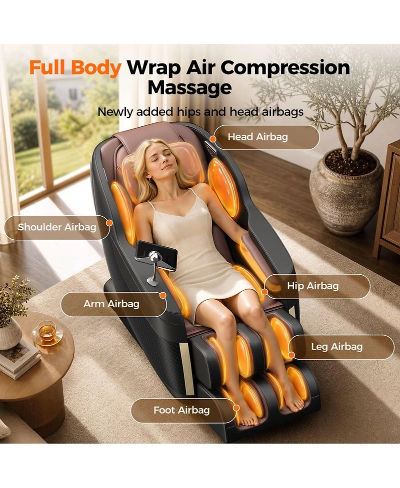 Fed Fitness 4D Massage Chair Full Body, Zero Gravity Massage Chair with Heat and Foot Massage with Airbags, Kneading, Bluetooth, Lcd Touch Control