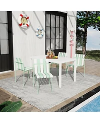 Streamdale Furniture Striped Chairs and Long Table Set IndoorOutdoor